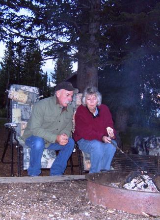 S'mores being roasted in camp