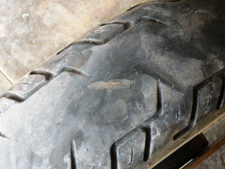 worn out motorcycle tire