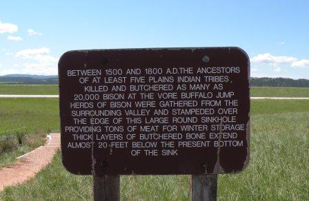 Vore Buffalo Jump Sign