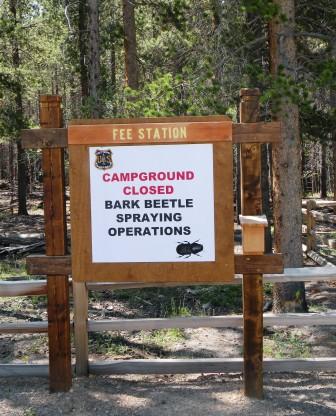 Beetle Spraying - Campground Closed Sign