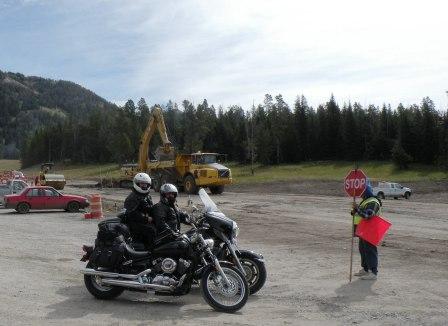 Waiting on road construction on Togwotee Pass