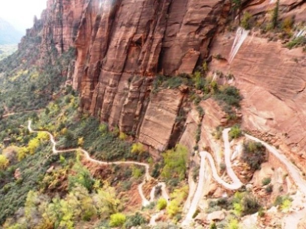 looking back down at the first climb to Angels Landing