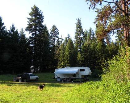 Camp along the Clearwater River in Montana